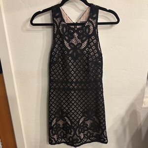 Chelsea 28 Black Lace Sleeveless Mini Dress Lined XS